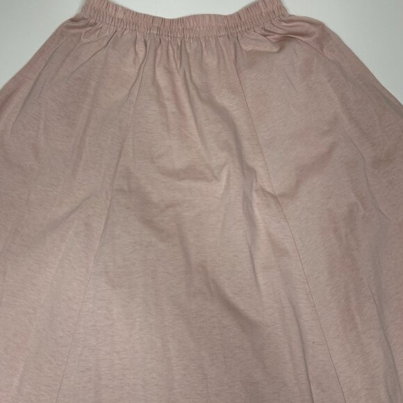 Vtg LAND'S END Maxi Skirt 100% Cotton Knit Elastic Waist Pockets Pink Sz ST USA - Picture 3 of 9